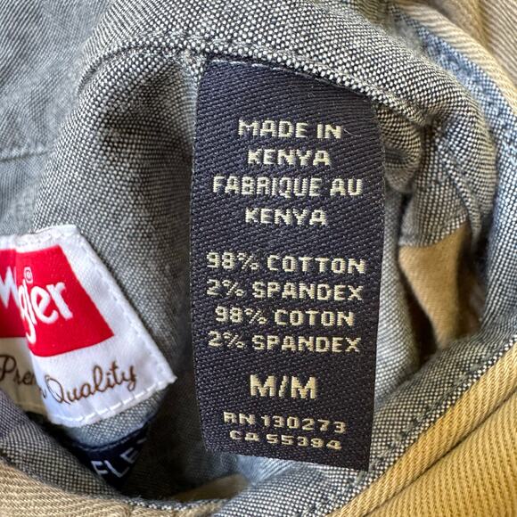 Wrangler Men’s M Comfort Flex Utility Shirt Tan Stretch Cotton Workwear Western - Picture 3 of 11